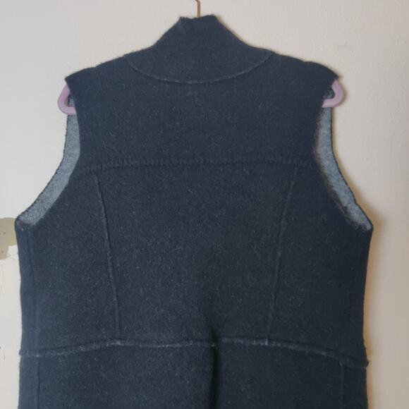 Moth Anthropologie Morris Wool Blend Duster Sweater Vest M/L Petite Black Gray - Picture 5 of 12